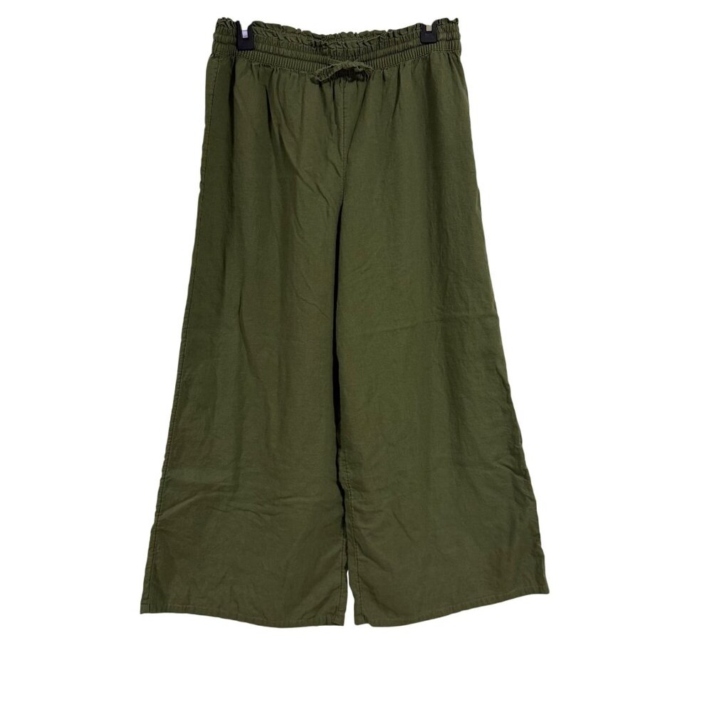 CALIA High Waisted Linen Blend Cover Up Swim Pant Olive‎ Green Size M.
